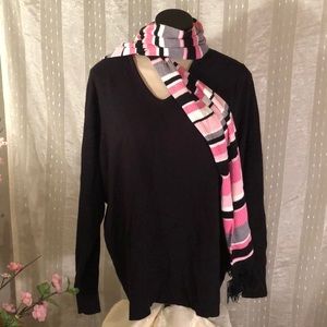 Black V-neck sweater